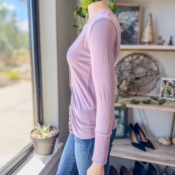 Color Story, Slim-Fit Snap Button Lavender Cardigan, Long Sleeve, Women’s Small - Picture 8 of 10